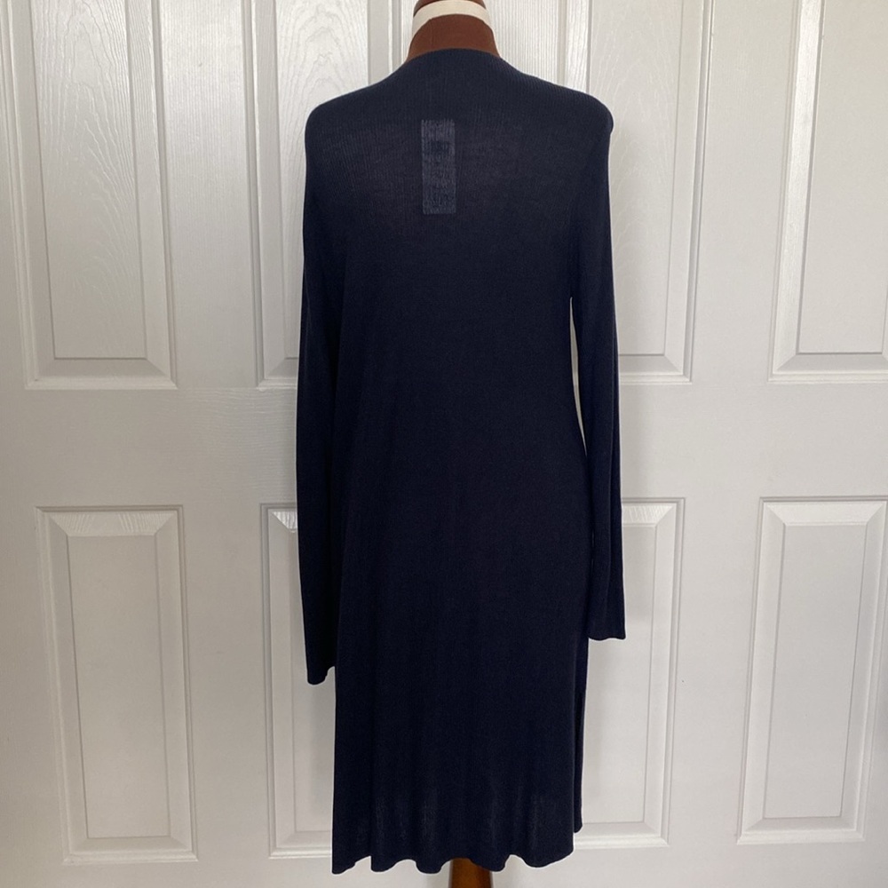 Eileen Fisher Long Tencel Silk Midnight Blue Cardigan Size Large - Picture 5 of 7